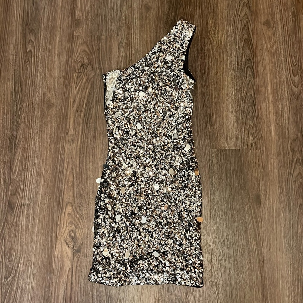 H&M Silver Sequin Halter Dress